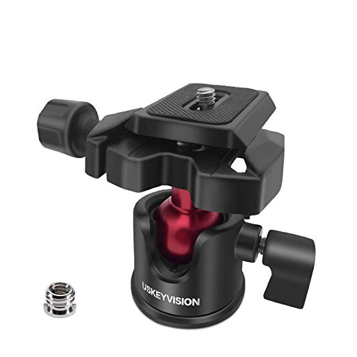 Tripod Head for Camera with Quick Release Plate Hot Shoe Ball Head 360° Fluid Rotation Camera Video for Tripod Monopod Ballhead Max Load 5KG/11lbs